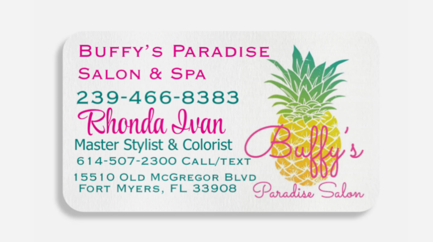 Rhonda at Buffy’s Paradise Salon and Spa Logo